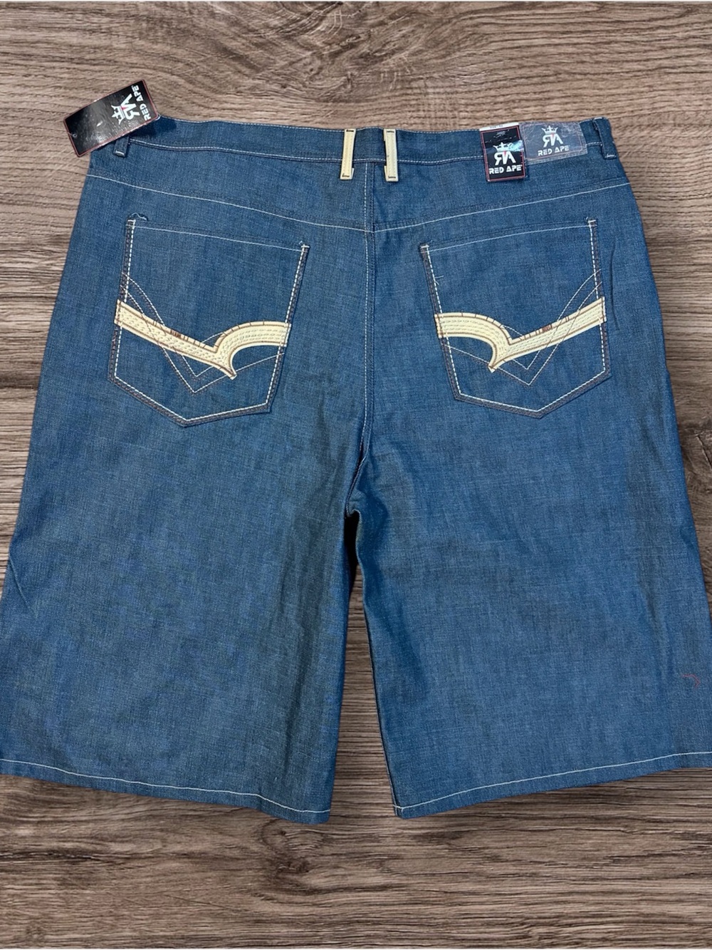 Red Ape Men's Denim Jean Shorts with Contrast Stitching y2k nwt